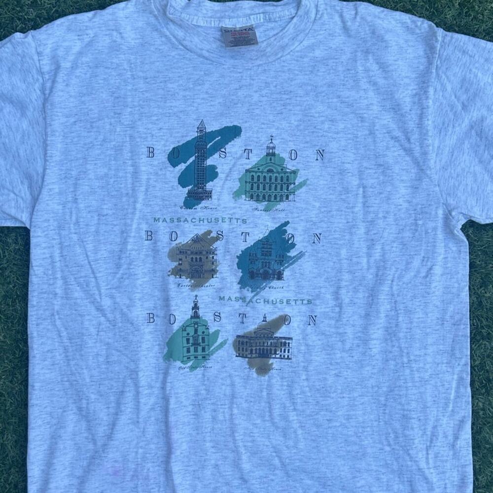 Vintage 90s Boston Massachusetts Landmarks T-Shirt Size Large